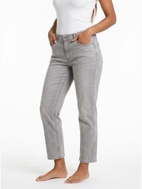 Michael Kors Cropped Straight-Leg Jeans - Light Gray - M